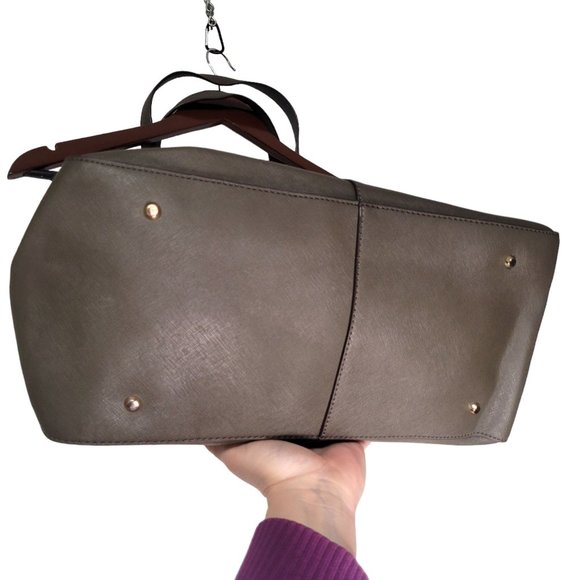 NEW DKNY Bryant Park Zip Side Shopper Saffiano Leather Tote Bag Olive - Picture 9 of 11